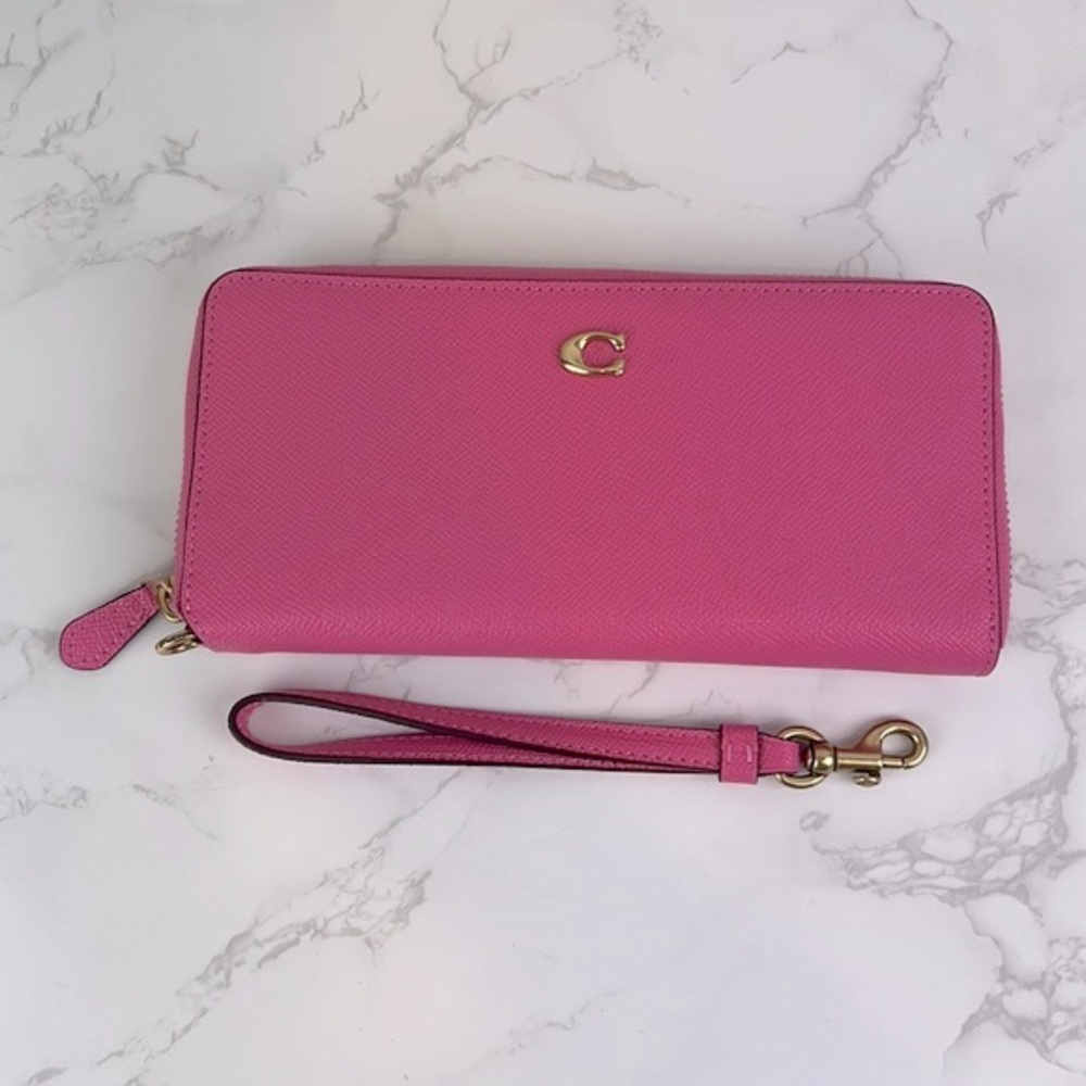 Coach Pink Zip-Around Wristlet Wallet